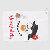 雪だるまおもしろい顔かわいいノベルティクリスマス ゴルフタオル (横)