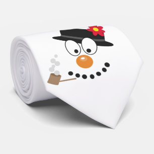 雪だるまおもしろい顔かわいいノベルティクリスマス ネクタイ