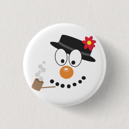 雪だるまおもしろい顔かわいいノベルティクリスマス 缶バッジ (正面)