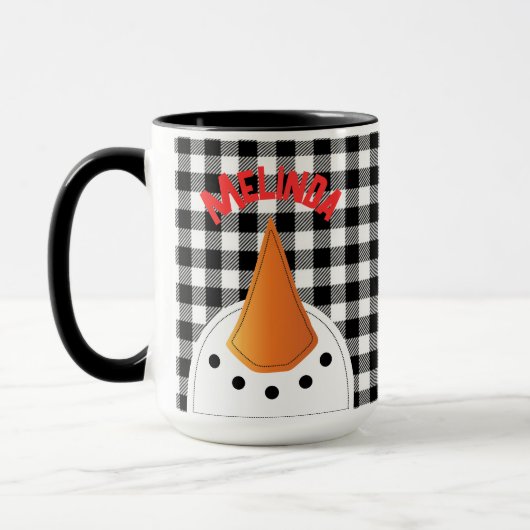 雪だるまおもしろい顔はっきりしたホリディギフトパーソナライズされた マグカップ (左)