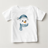 雪だるまおもしろい顔ハッピークリスマスファミリー ベビーTシャツ (正面)