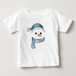 雪だるまおもしろい顔ハッピークリスマスファミリー ベビーTシャツ