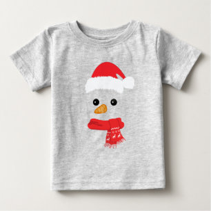 雪だるまおもしろい顔ハッピークリスマスファミリー ベビーTシャツ