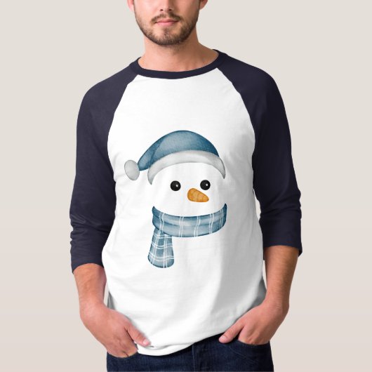 雪だるまおもしろい顔ハッピークリスマスファミリー Tシャツ (正面)