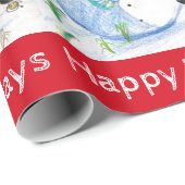 雪だるまおもしろい、ペンギンの冬のセレナーデクリスマス ラッピングペーパー (ロールコーナー)