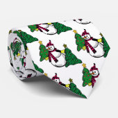 雪だるまおよびクリスマスツリーのタイ ネクタイ (ロール)