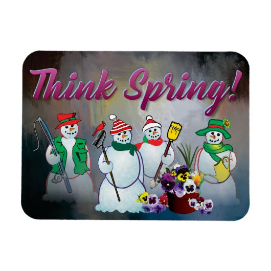 雪だるまおよびパンジー17aの磁石が付いている春を考えて下さい マグネット (横)