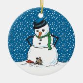 雪だるまおよびマウスオーナメント セラミックオーナメント (正面)