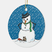 雪だるまおよびマウスオーナメント セラミックオーナメント (左)