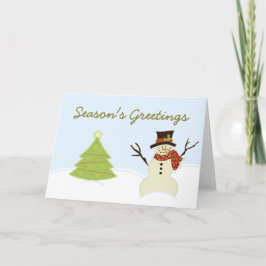 雪だるまおよび木のクリスマスカード シーズンカード