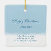 雪だるまおよび木のベビーの第1クリスマス セラミックオーナメント (裏面)