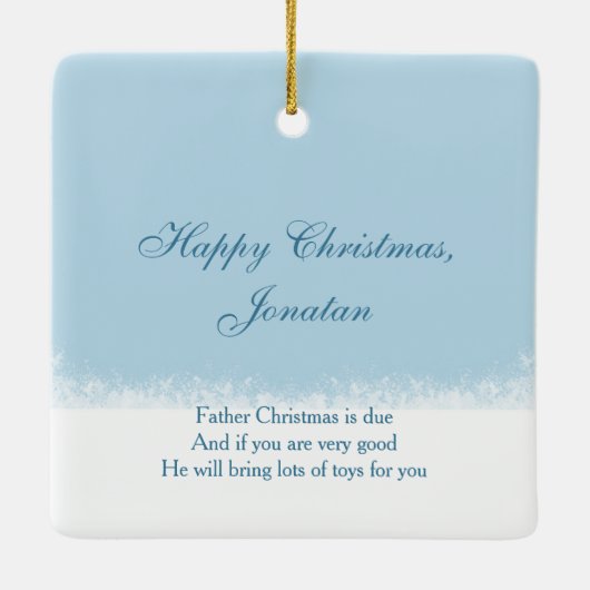 雪だるまおよび木のベビーの第1クリスマス セラミックオーナメント (裏面)