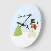 雪だるまおよび木 ラージ壁時計 (傾斜)
