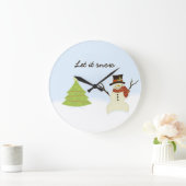 雪だるまおよび木 ラージ壁時計 (ホーム)