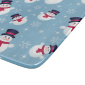 雪だるまおよび雪片が付いている青いクリスマスパターン カッティングボード (角)