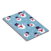 雪だるまおよび雪片が付いている青いクリスマスパターン ノートブック (右側)