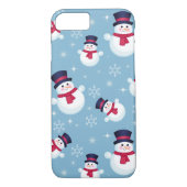 雪だるまおよび雪片が付いている青いクリスマスパターン Case-Mate iPhoneケース (裏面)