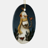 雪だるまおよび鳥のオーナメント セラミックオーナメント (右)