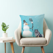 雪だるまおよびkeeshondの枕 クッション (椅子)