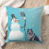 雪だるまおよびkeeshondの枕 クッション (ブランケット)