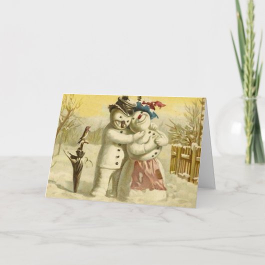 雪だるまおよびsnowwomanのクリスマスカード シーズンカード (正面)