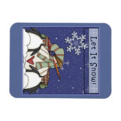 雪だるまお洒落とペンギン マグネット (横)