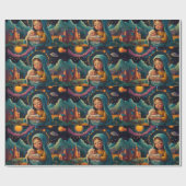 雪だるまお洒落クリスマスアートワーク ラッピングペーパー (フラット)