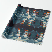 雪だるまお洒落クリスマスアートワーク ラッピングペーパー (アンロールド)