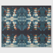 雪だるまお洒落クリスマスアートワーク ラッピングペーパー (フラット)