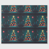 雪だるまお洒落クリスマスアートワーク ラッピングペーパー (フラット)