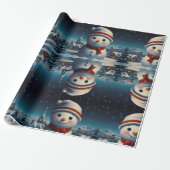 雪だるまお洒落クリスマスアートワーク ラッピングペーパー (アンロールド)