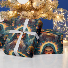 雪だるまお洒落クリスマスアートワーク ラッピングペーパー