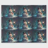雪だるまお洒落クリスマスアートワーク ラッピングペーパー (フラット)