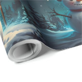 雪だるまお洒落クリスマスアートワーク ラッピングペーパー (ロールコーナー)