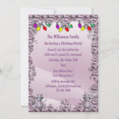 雪だるまお洒落·ピンエレガントク·クリスマス·パーティー 招待状 (裏面)