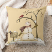 雪だるまお洒落(鳥)ショウジョウコウカンチョウスレイスノーツリー クッション (ブランケット)