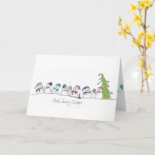 雪だるまお祝い カード (黄色い花)