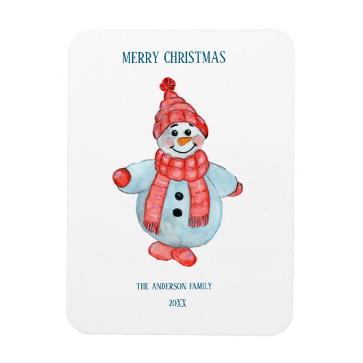 雪だるまからのクリスマスグリーティングカード マグネット (縦)