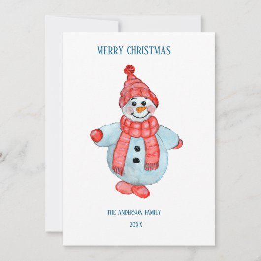 雪だるまからのクリスマスグリーティングカード 招待状 (正面)