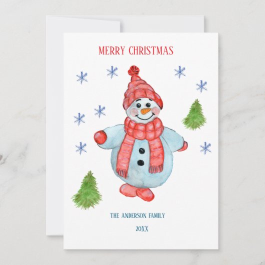 雪だるまからのクリスマスグリーティングカード 招待状 (正面)