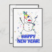 雪だるまから新年祝を迎える シーズンポストカード (正面/裏面)