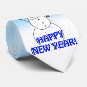 雪だるまから新年祝を迎える ネクタイ (ロール)
