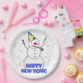 雪だるまから新年祝を迎える ペーパープレート (パーティー)