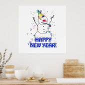 雪だるまから新年祝を迎える ポスター (キッチン)