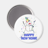 雪だるまから新年祝を迎える マグネット (正面/裏面)