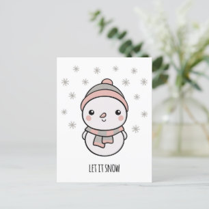 雪だるまかわいいが雪を降らす ポストカード