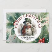 雪だるまかわいいクリスマスの願い シーズンカード (正面)