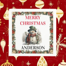 雪だるまかわいいクリスマスウィッシュ紙ナプキン