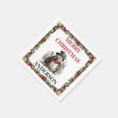 雪だるまかわいいクリスマスウィッシュ紙ナプキン スタンダードカクテルナプキン (角)