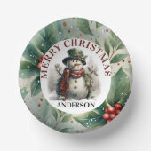 雪だるまかわいいクリスマスウィッシュ紙プレート ペーパーボウル (正面)